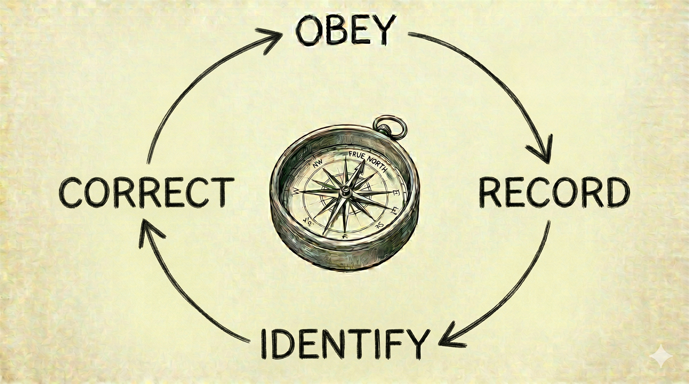 The loop: obey, record, identify, correct